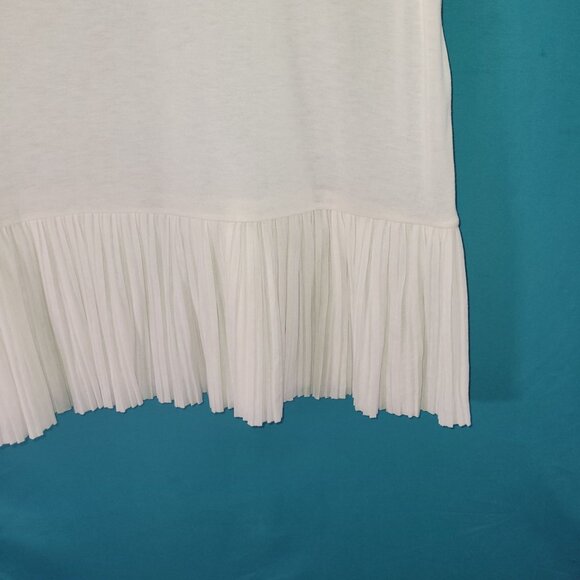 Theory Womens Sleeveless White Top With Pleated Hem - Size L - Picture 10 of 12